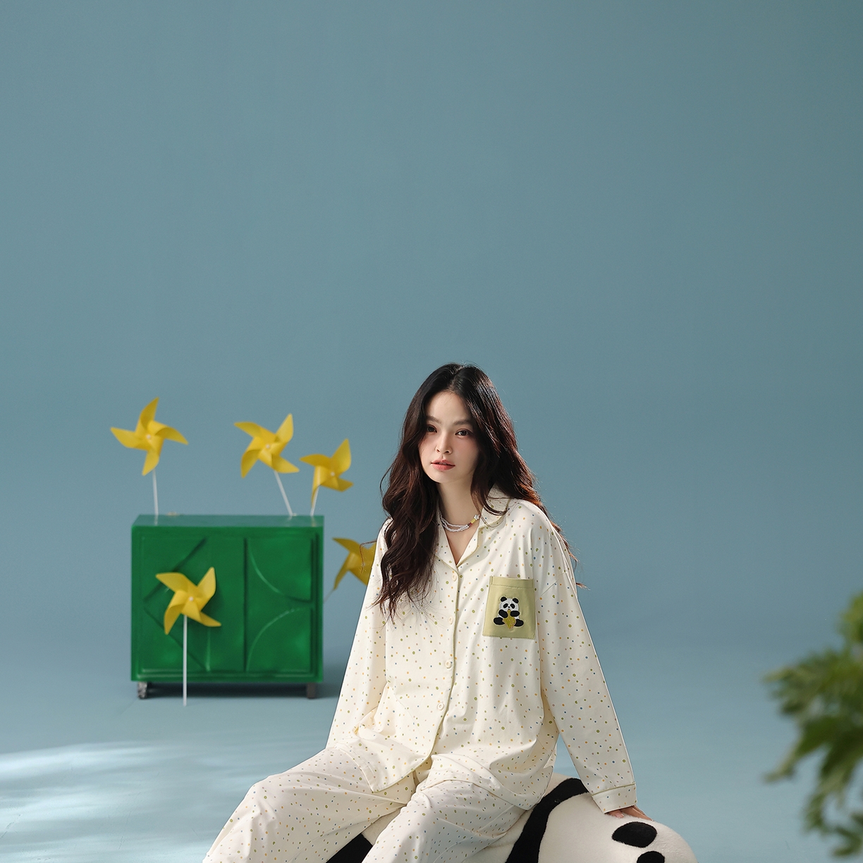 91家纺网 家纺一手货源 找家纺 （总）妍景家居生活馆 2025新款新疆棉-彩色波点熊猫