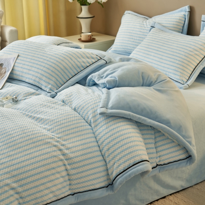 91家纺网 家纺一手货源 找家纺 晨曦家纺 2025新款加厚贝贝绒牛奶绒四件套（暖光） 贝贝绒-樱兰