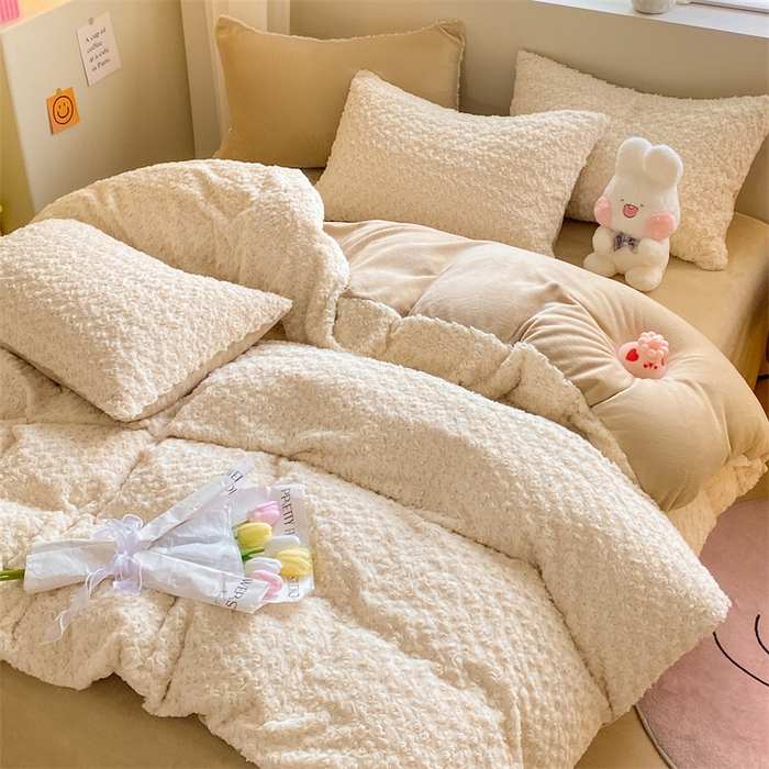 91家纺网 家纺一手货源 找家纺 名兮家居 2025加厚兔毛绒枕套 玫瑰-白