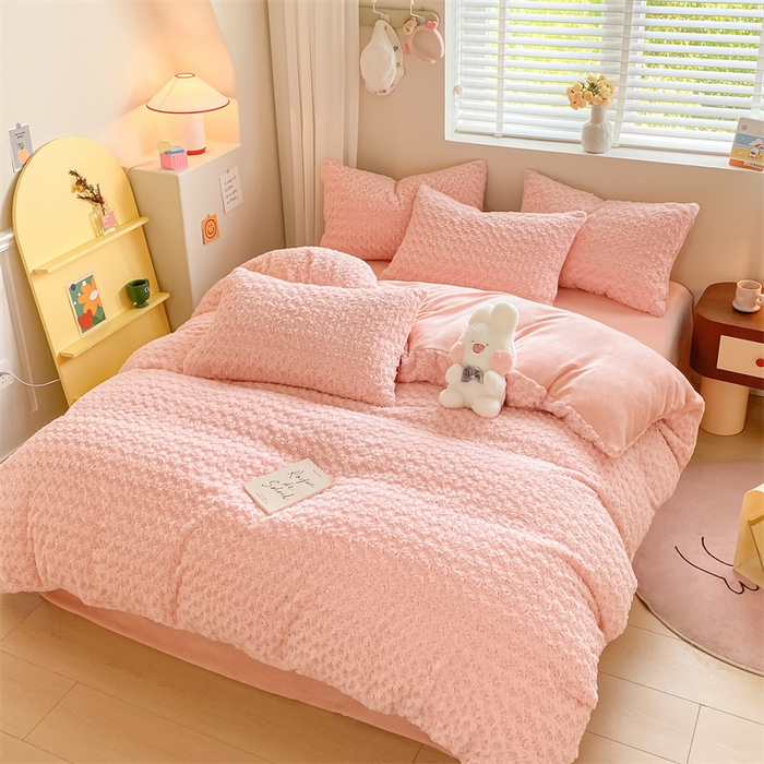 91家纺网 家纺一手货源 找家纺 名兮家居 2025加厚兔毛绒枕套 玫瑰-粉