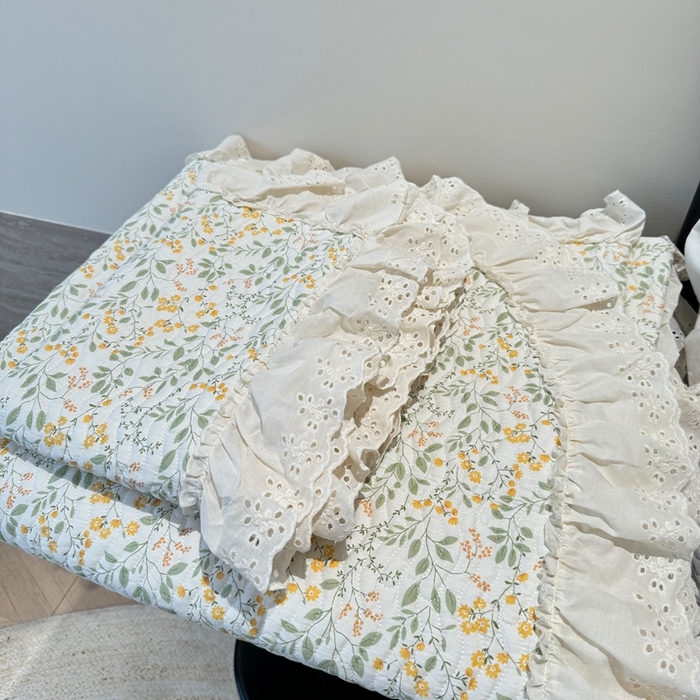 91家纺网 家纺一手货源 找家纺 奈萝家纺 2025新款全棉纯棉床盖三件套可配同款四季被同款被套 千野绿