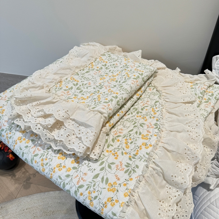 91家纺网 家纺一手货源 找家纺 奈萝家纺 2025新款全棉纯棉床盖三件套可配同款四季被同款被套 千野绿