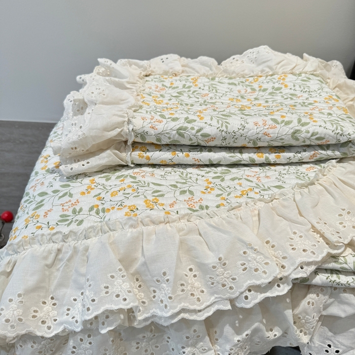 91家纺网 家纺一手货源 找家纺 奈萝家纺 2025新款全棉纯棉床盖三件套可配同款四季被同款被套 千野绿