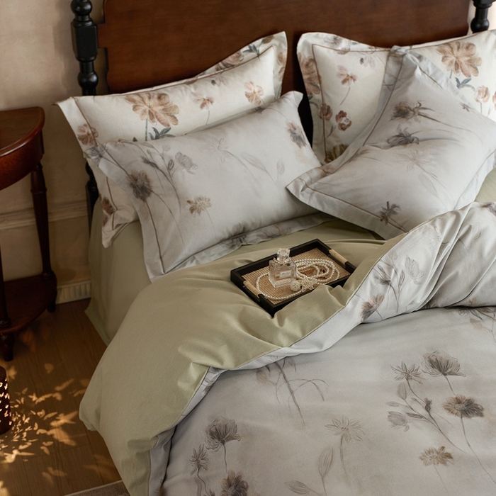 91家纺网 家纺一手货源 找家纺 时年家纺 2025新款全棉超柔磨毛印花系列四件套 汐秋集