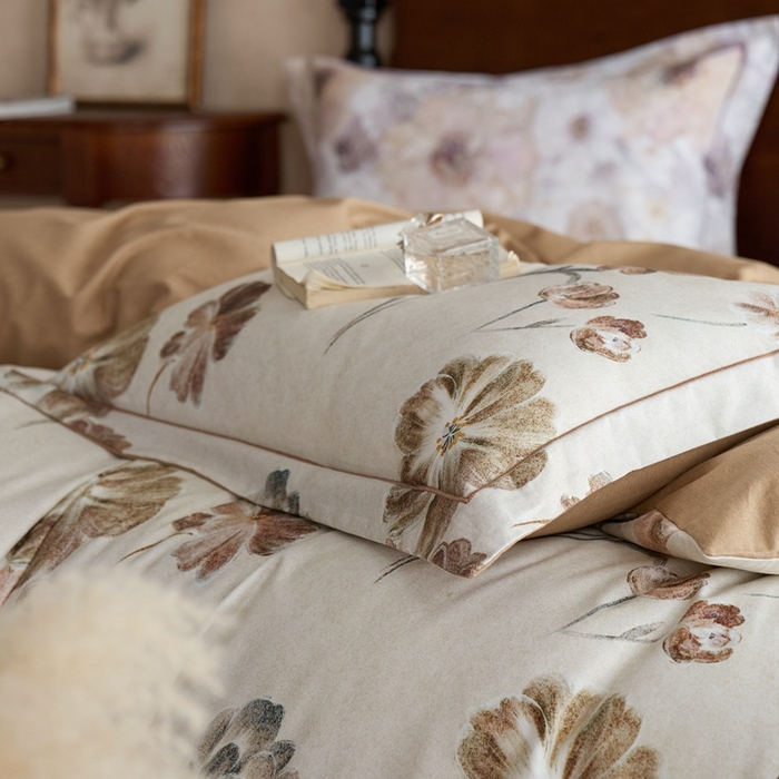 91家纺网 家纺一手货源 找家纺 时年家纺 2025新款全棉超柔磨毛印花系列四件套 木槿怡人