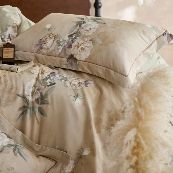 91家纺网 家纺一手货源 找家纺 时年家纺 2025新款全棉超柔磨毛印花系列四件套 朵芜