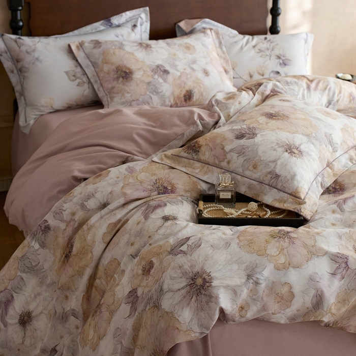 91家纺网 家纺一手货源 找家纺 时年家纺 2025新款全棉超柔磨毛印花系列四件套 豆蔻年华