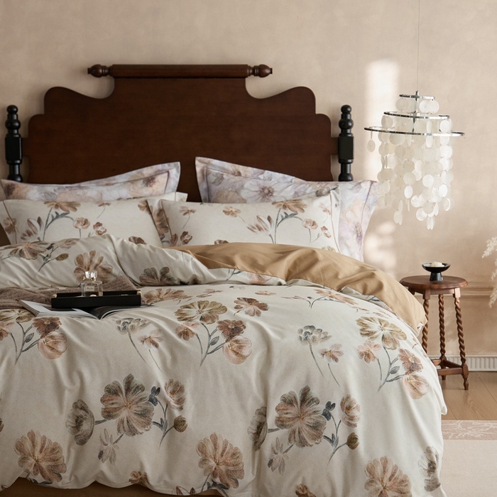 91家纺网 家纺一手货源 找家纺 时年家纺 2025新款全棉超柔磨毛印花系列四件套 木槿怡人