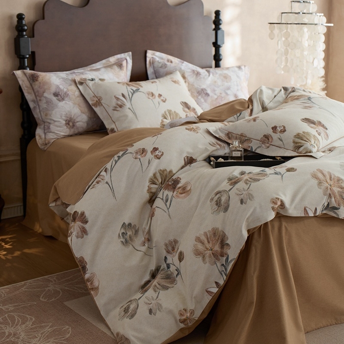 91家纺网 家纺一手货源 找家纺 时年家纺 2025新款全棉超柔磨毛印花系列四件套 木槿怡人