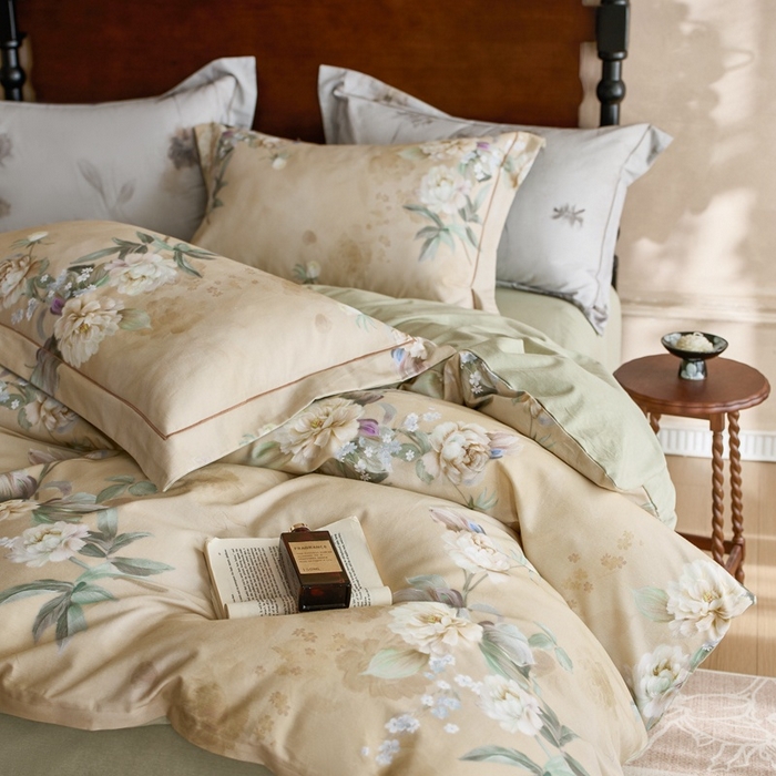 91家纺网 家纺一手货源 找家纺 时年家纺 2025新款全棉超柔磨毛印花系列四件套 朵芜