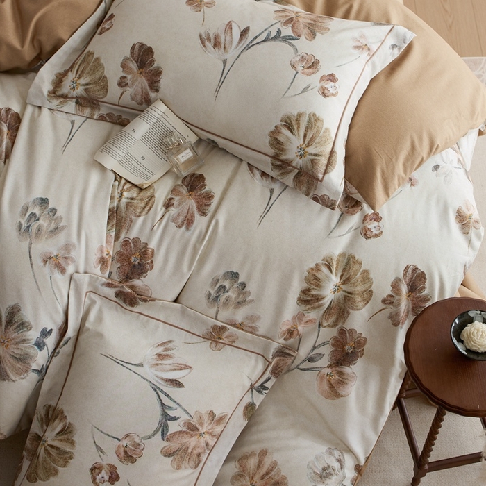 91家纺网 家纺一手货源 找家纺 时年家纺 2025新款全棉超柔磨毛印花系列四件套 木槿怡人