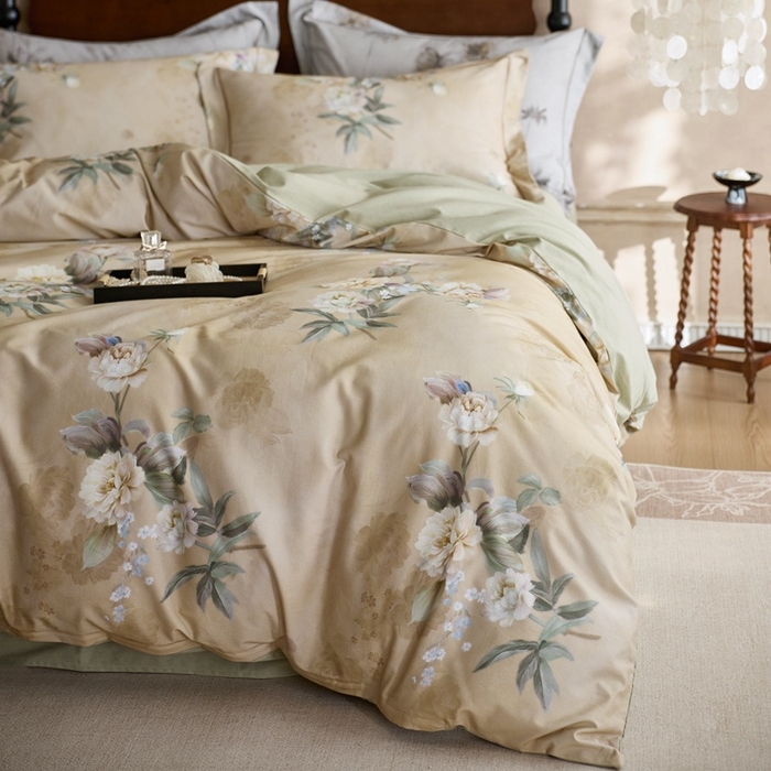 91家纺网 家纺一手货源 找家纺 时年家纺 2025新款全棉超柔磨毛印花系列四件套 朵芜