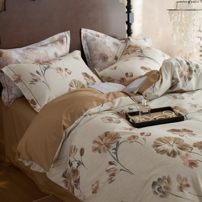 91家纺网 家纺一手货源 找家纺 时年家纺 2025新款全棉超柔磨毛印花系列四件套 木槿怡人