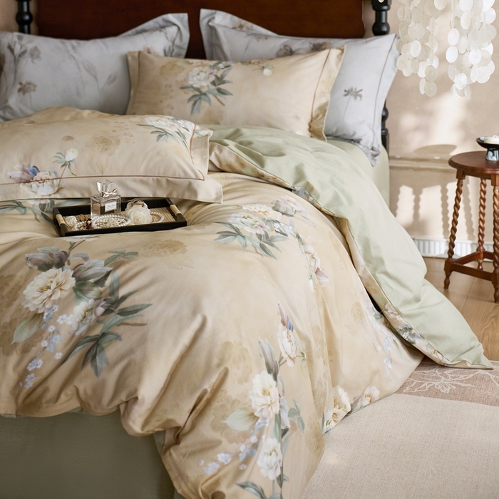 91家纺网 家纺一手货源 找家纺 时年家纺 2025新款全棉超柔磨毛印花系列四件套 朵芜