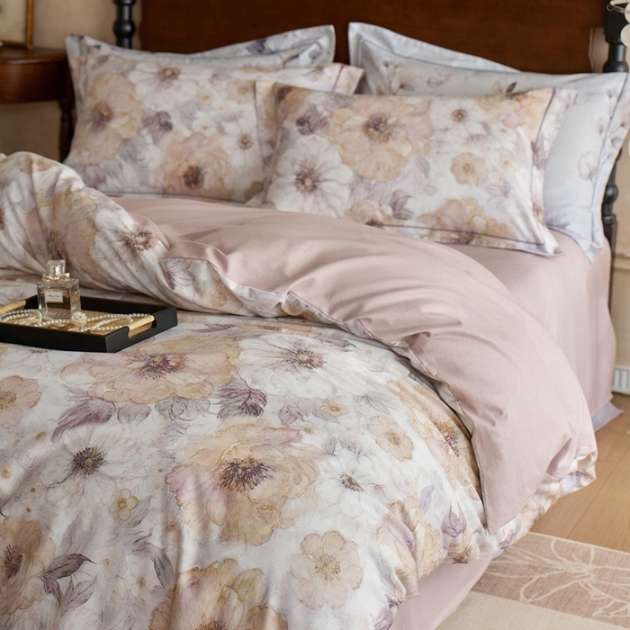 91家纺网 家纺一手货源 找家纺 时年家纺 2025新款全棉超柔磨毛印花系列四件套 豆蔻年华