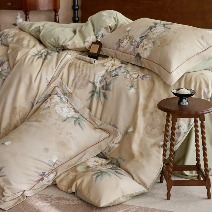 91家纺网 家纺一手货源 找家纺 时年家纺 2025新款全棉超柔磨毛印花系列四件套 朵芜