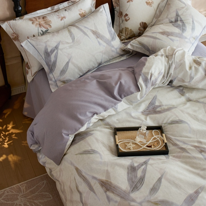 91家纺网 家纺一手货源 找家纺 时年家纺 2025新款全棉超柔磨毛印花系列四件套 清风徐来