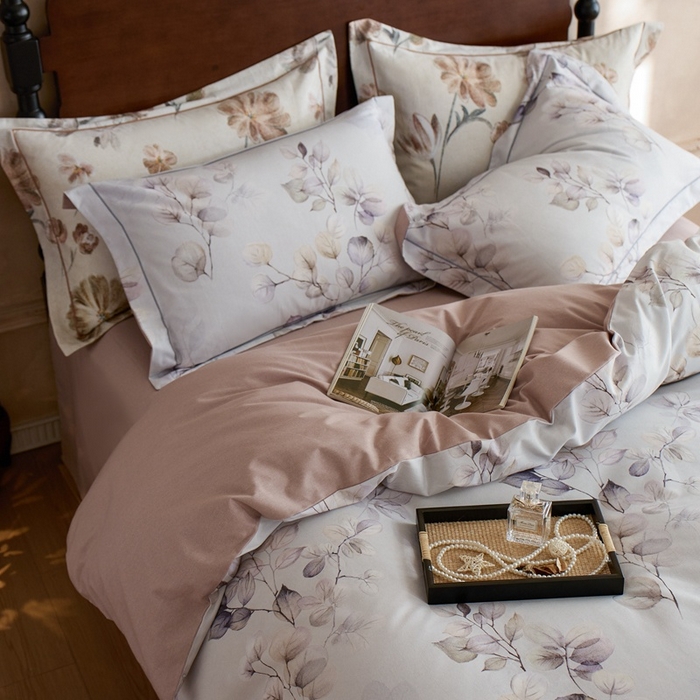 91家纺网 家纺一手货源 找家纺 时年家纺 2025新款全棉超柔磨毛印花系列四件套 舒蔓枝