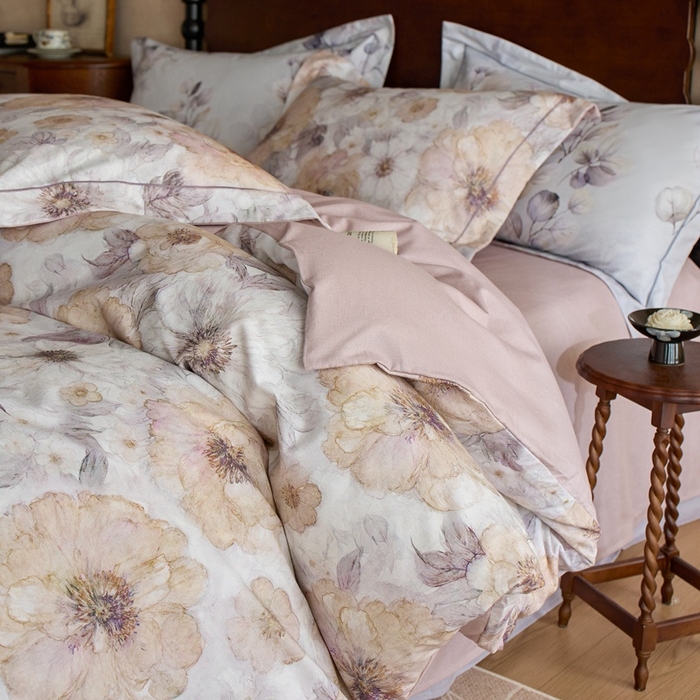 91家纺网 家纺一手货源 找家纺 时年家纺 2025新款全棉超柔磨毛印花系列四件套 豆蔻年华