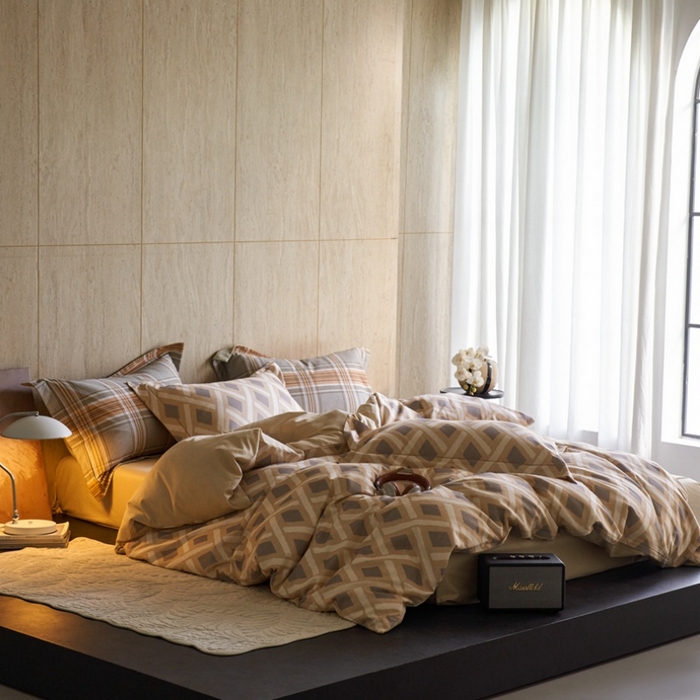 91家纺网 家纺一手货源 找家纺 时年家纺 2025新款全棉超柔磨毛印花系列四件套 里域