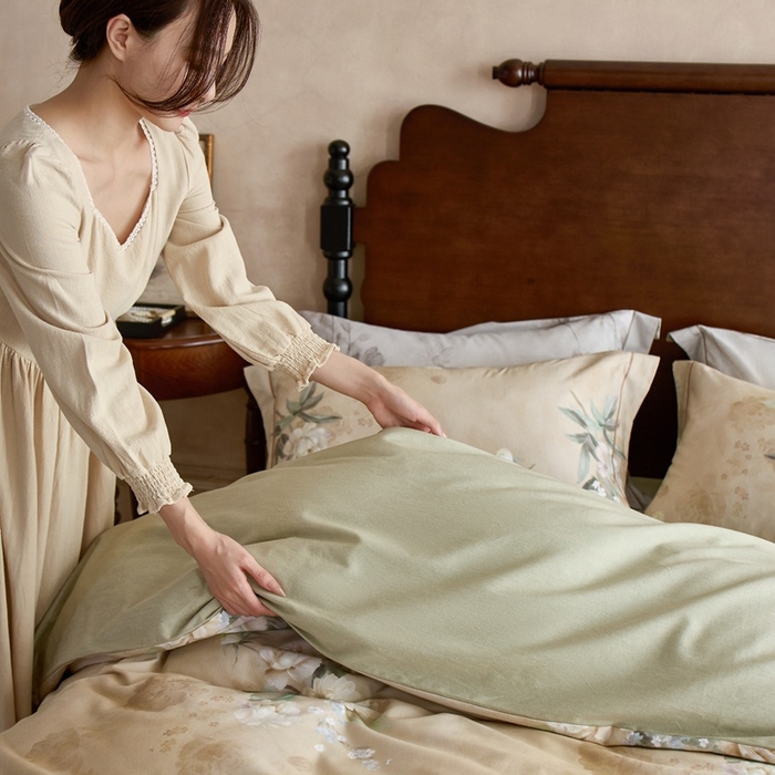 91家纺网 家纺一手货源 找家纺 时年家纺 2025新款全棉超柔磨毛印花系列四件套 朵芜