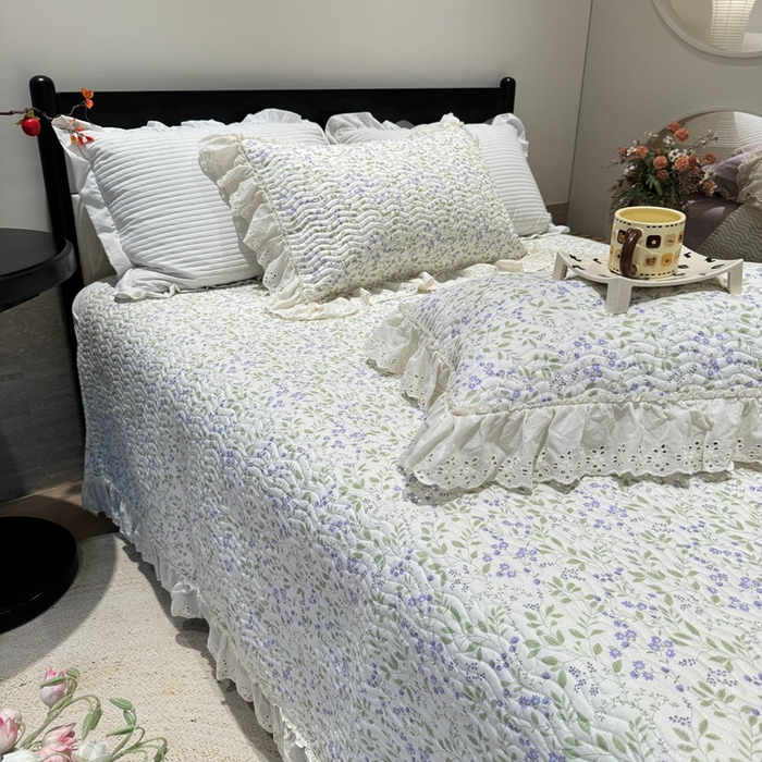 91家纺网 家纺一手货源 找家纺 奈萝家纺 2025新款全棉纯棉床盖三件套可配同款四季被同款被套 千野紫