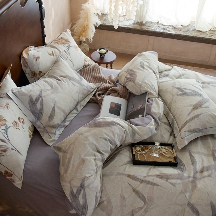 91家纺网 家纺一手货源 找家纺 时年家纺 2025新款全棉超柔磨毛印花系列四件套 清风徐来