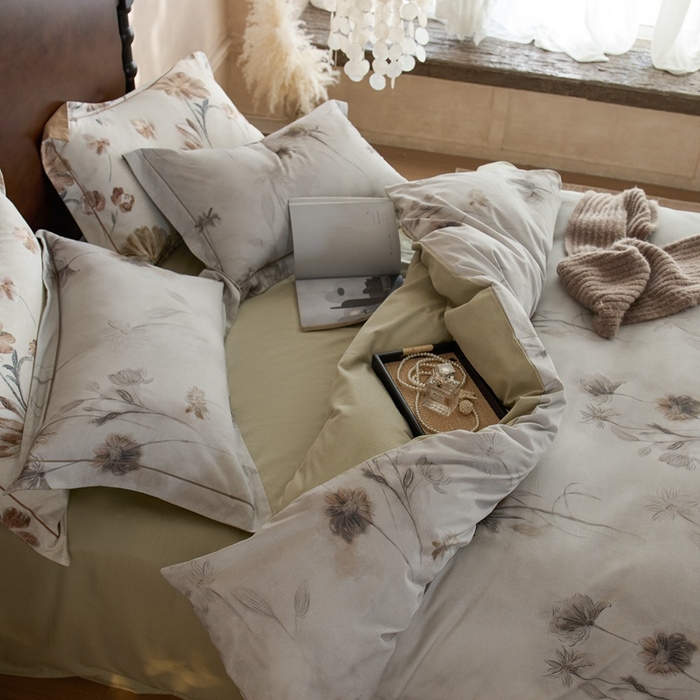 91家纺网 家纺一手货源 找家纺 时年家纺 2025新款全棉超柔磨毛印花系列四件套 汐秋集