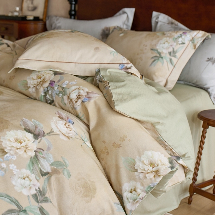 91家纺网 家纺一手货源 找家纺 时年家纺 2025新款全棉超柔磨毛印花系列四件套 朵芜