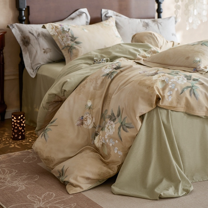 91家纺网 家纺一手货源 找家纺 时年家纺 2025新款全棉超柔磨毛印花系列四件套 朵芜