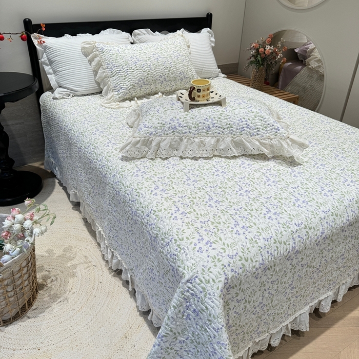 91家纺网 家纺一手货源 找家纺 奈萝家纺 2025新款全棉纯棉床盖三件套可配同款四季被同款被套 千野紫