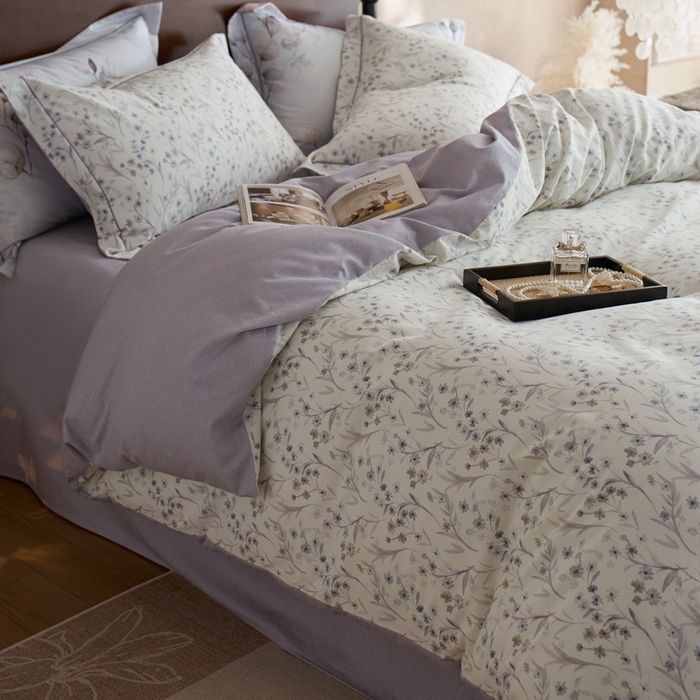 91家纺网 家纺一手货源 找家纺 时年家纺 2025新款全棉超柔磨毛印花系列四件套 樱贝