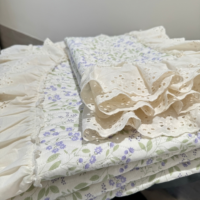 91家纺网 家纺一手货源 找家纺 奈萝家纺 2025新款全棉纯棉床盖三件套可配同款四季被同款被套 千野紫