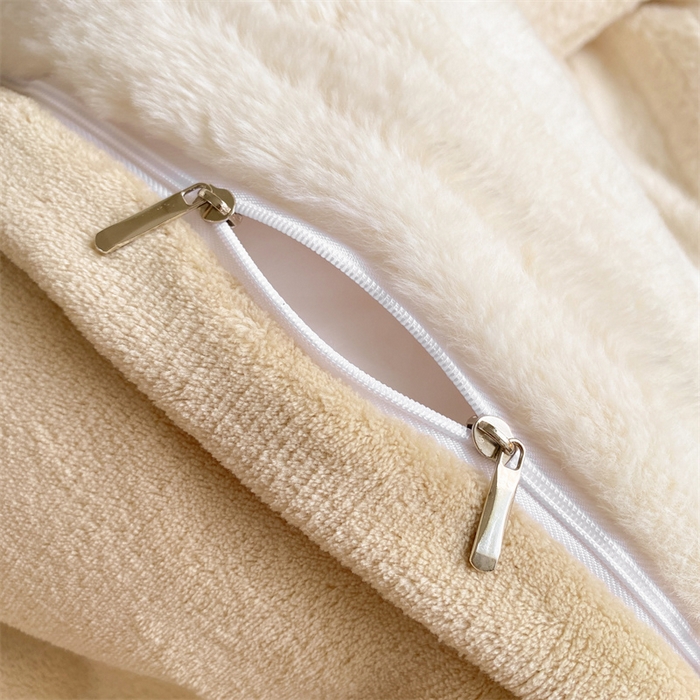 91家纺网 家纺一手货源 找家纺 名兮家居 2025加厚兔毛绒枕套 条纹-白