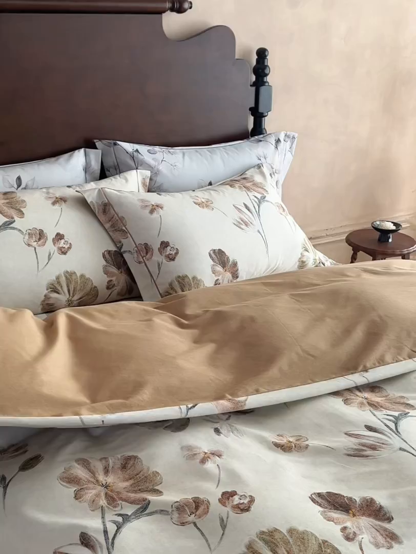 91家纺网 家纺一手货源 找家纺 时年家纺 2025新款全棉超柔磨毛印花系列四件套 木槿怡人