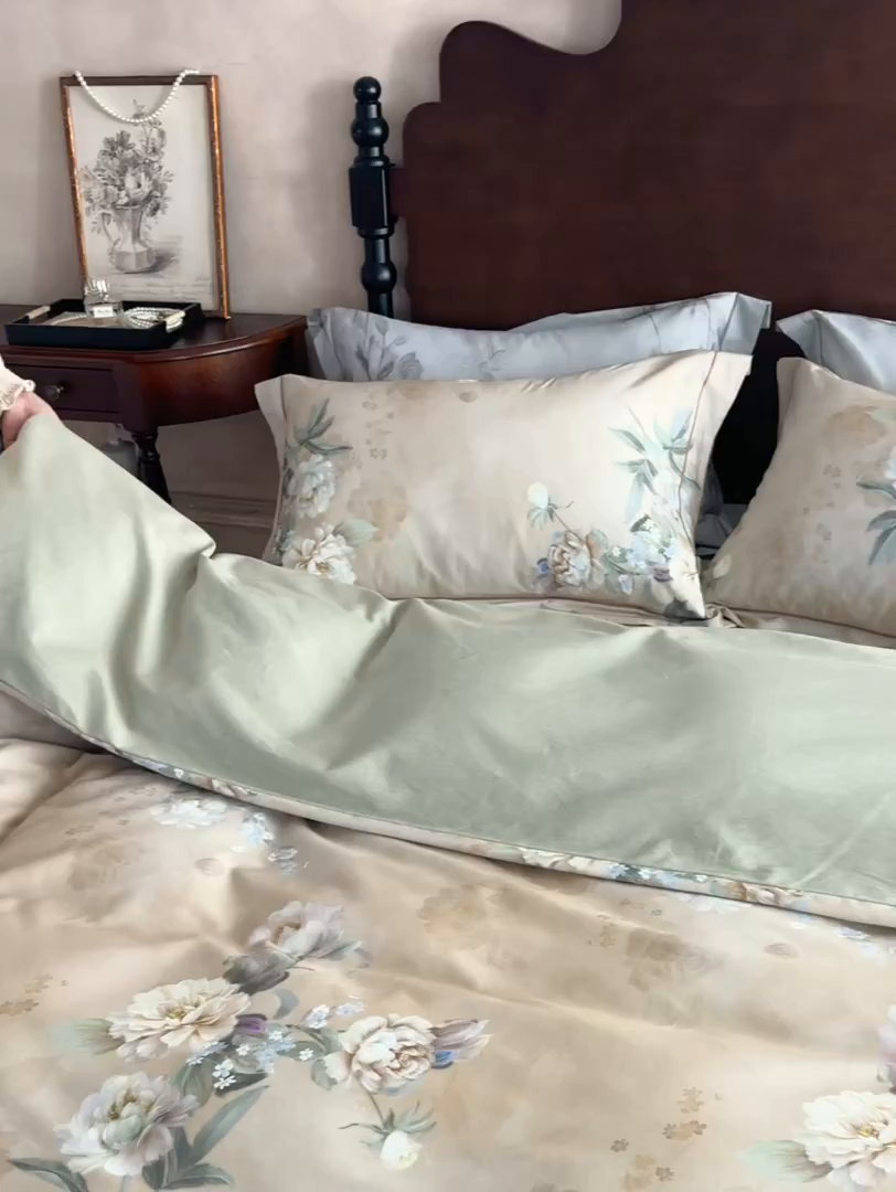 91家纺网 家纺一手货源 找家纺 时年家纺 2025新款全棉超柔磨毛印花系列四件套 朵芜