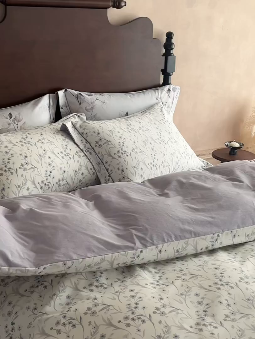 91家纺网 家纺一手货源 找家纺 时年家纺 2025新款全棉超柔磨毛印花系列四件套 樱贝