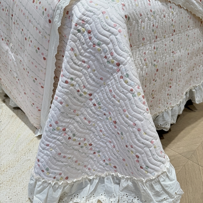 91家纺网 家纺一手货源 找家纺 奈萝家纺 2025新款全棉纯棉床盖三件套可配同款四季被同款被套 清幽粉