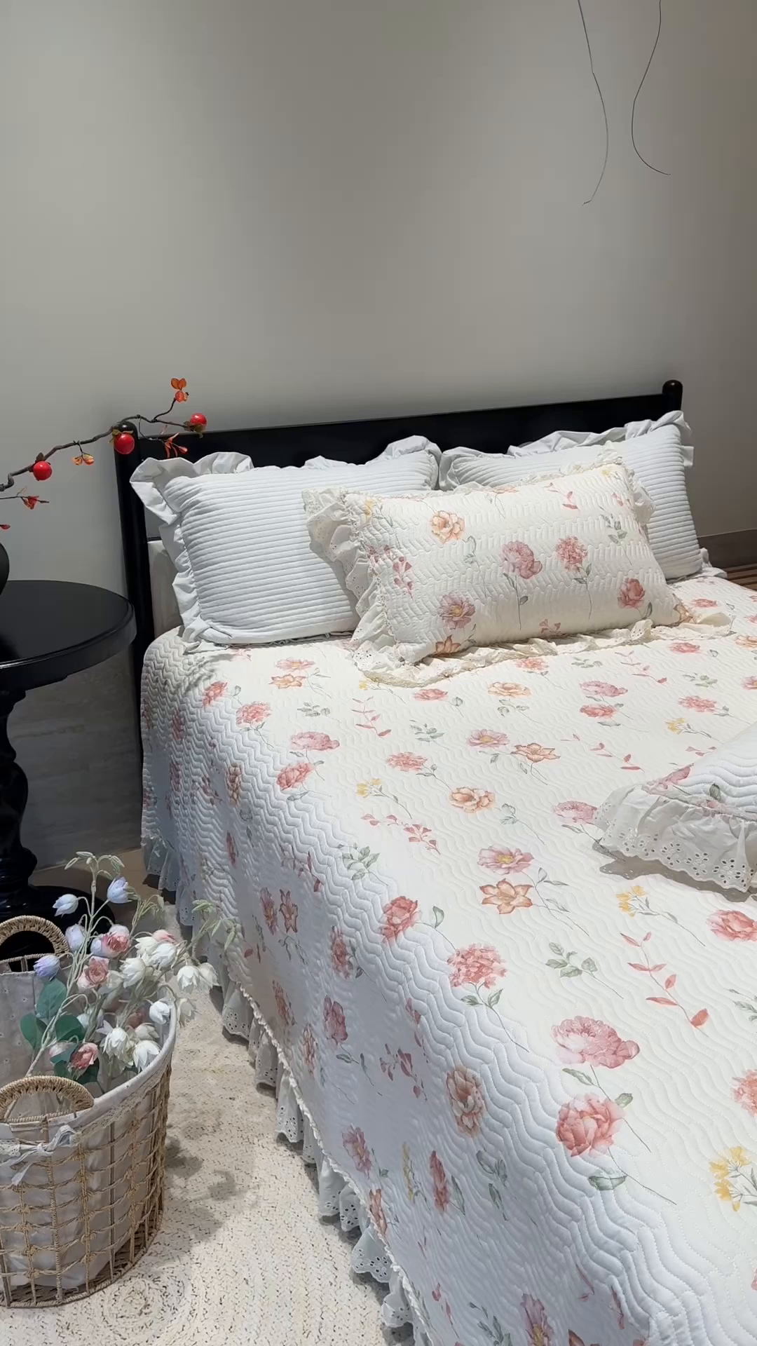 91家纺网 家纺一手货源 找家纺 奈萝家纺 2025新款全棉纯棉床盖三件套可配同款四季被同款被套 清幽粉