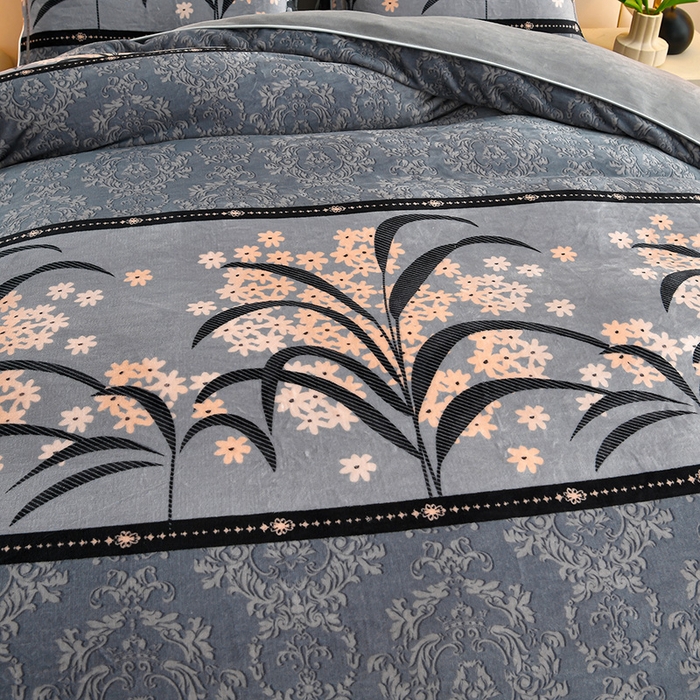 91家纺网 家纺一手货源 找家纺  妮恒美 2025新款牛奶绒印花床裙款四件套法莱绒四件套珊瑚金貂绒四件套 五谷丰登