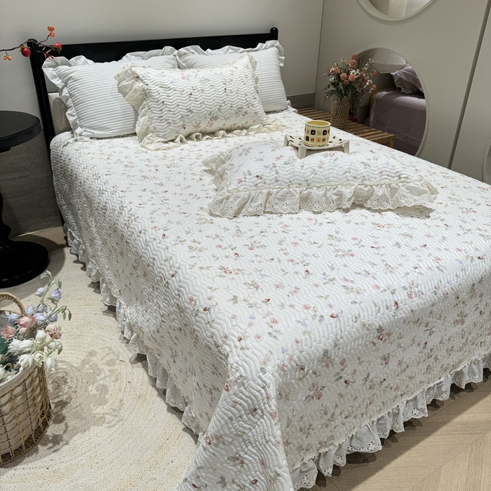 91家纺网 家纺一手货源 找家纺 奈萝家纺 2025新款全棉纯棉床盖三件套可配同款四季被同款被套 薇语梦