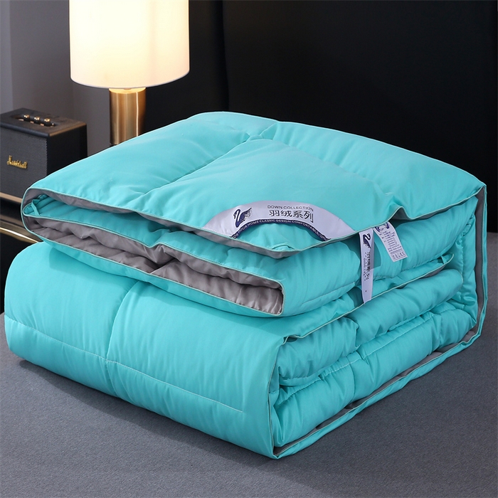 91家纺网 家纺一手货源 找家纺 好老表被业 2025新款纯色羽丝绒冬被芯加厚保暖双拼羽丝棉被子春秋被单双人直播被子被芯 深绿灰