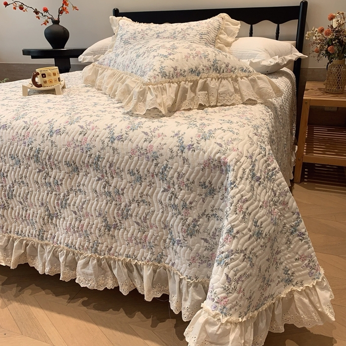 91家纺网 家纺一手货源 找家纺 奈萝家纺 2025新款全棉纯棉床盖三件套可配同款四季被同款被套 夏梦