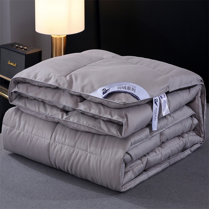 91家纺网 家纺一手货源 找家纺 好老表被业 2025新款纯色羽丝绒冬被芯加厚保暖双拼羽丝棉被子春秋被单双人直播被子被芯 灰色