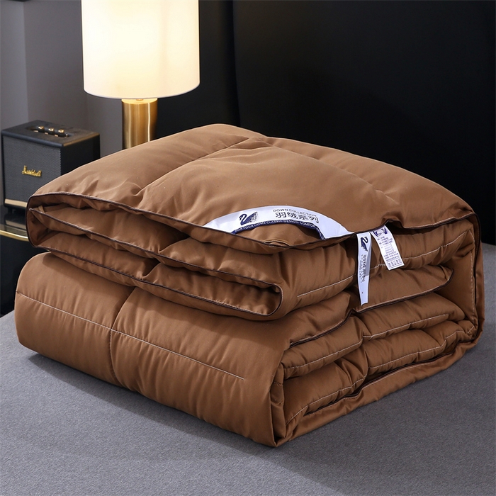 91家纺网 家纺一手货源 找家纺 好老表被业 2025新款纯色羽丝绒冬被芯加厚保暖双拼羽丝棉被子春秋被单双人直播被子被芯 咖色