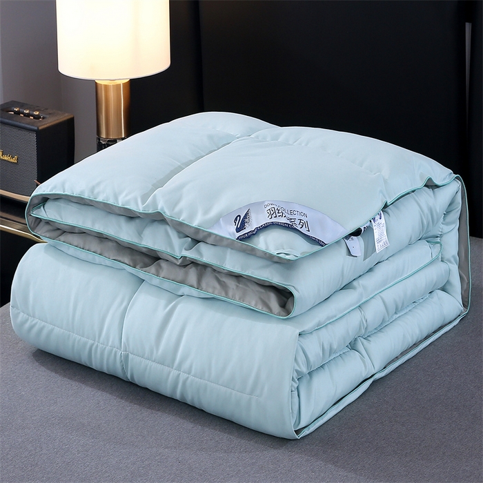 91家纺网 家纺一手货源 找家纺 好老表被业 2025新款纯色羽丝绒冬被芯加厚保暖双拼羽丝棉被子春秋被单双人直播被子被芯 浅绿灰