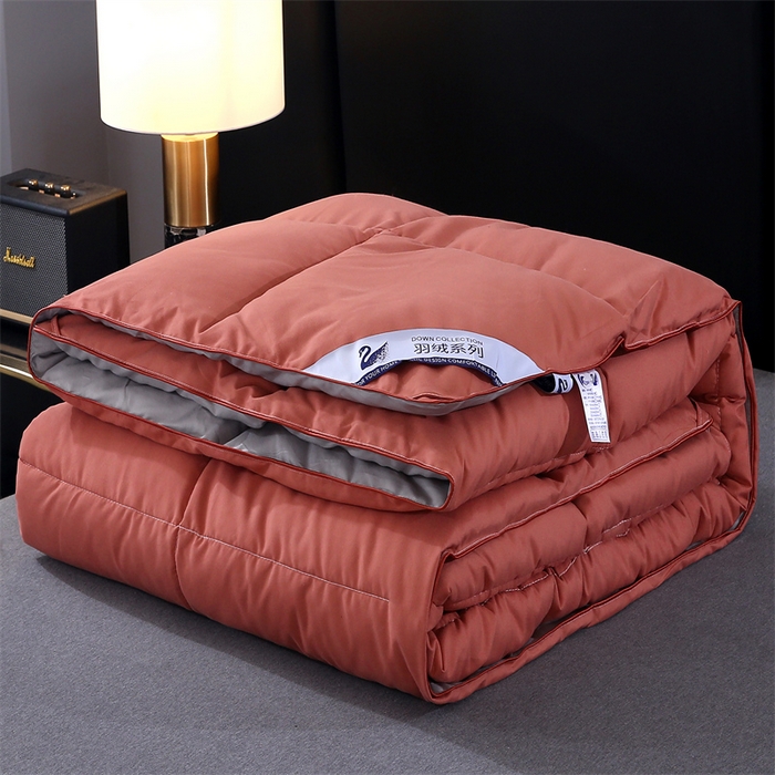 91家纺网 家纺一手货源 找家纺 好老表被业 2025新款纯色羽丝绒冬被芯加厚保暖双拼羽丝棉被子春秋被单双人直播被子被芯 酒红灰