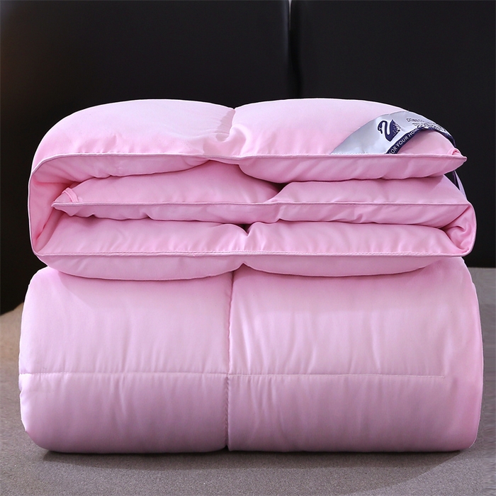 91家纺网 家纺一手货源 找家纺 好老表被业 2025新款纯色羽丝绒冬被芯加厚保暖双拼羽丝棉被子春秋被单双人直播被子被芯 粉色