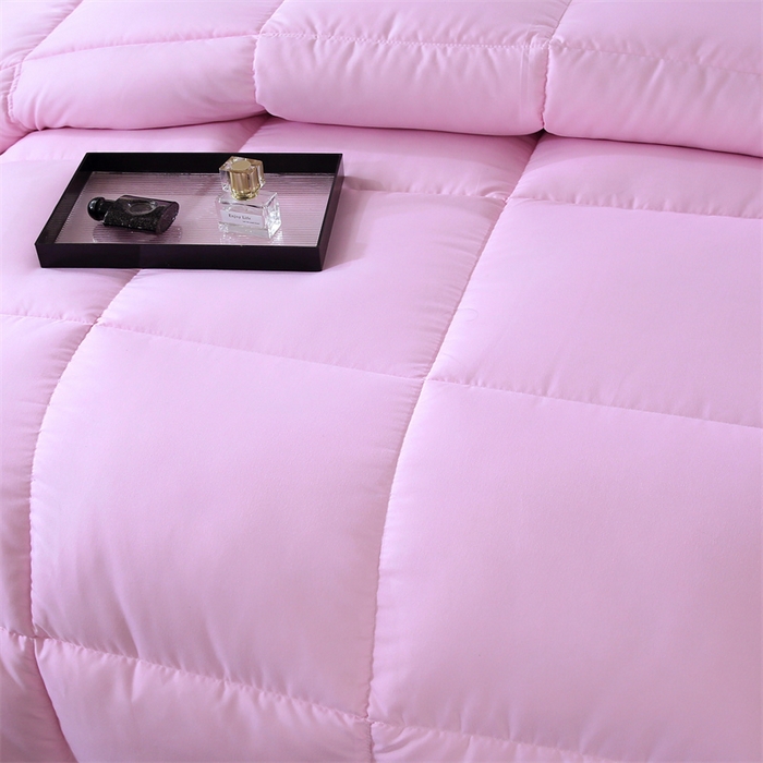 91家纺网 家纺一手货源 找家纺 好老表被业 2025新款纯色羽丝绒冬被芯加厚保暖双拼羽丝棉被子春秋被单双人直播被子被芯 粉色