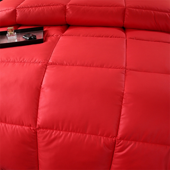 91家纺网 家纺一手货源 找家纺 好老表被业 2025新款纯色羽丝绒冬被芯加厚保暖双拼羽丝棉被子春秋被单双人直播被子被芯 红色